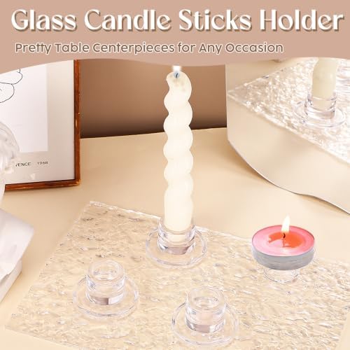 6 Pcs Glass Taper Candle Holders Candlestick Holders - Image 3