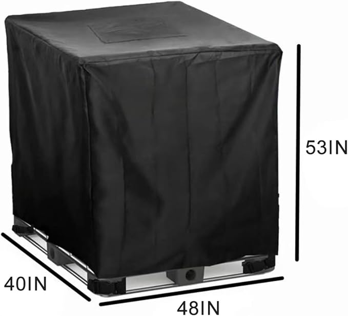 IBC Tote Cover 250 Gallon, Heavy Duty Waterproof IBC Tote Lid, Rain Barrel Cover, Water Tank Cover, Water Tote Cover, IBC Cover(Black,330 Gallon)