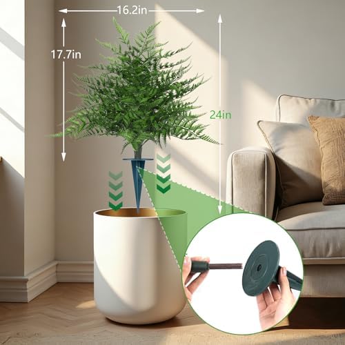 Artificial 2 Pack 23" Fern Topiary Ball Trees with Ground Spike - Image 2