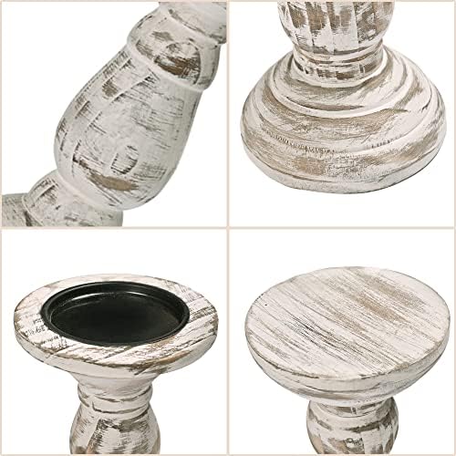 Yorkmills Pillar Candle Holder Set of 3, White Farmhouse Decor Living Room - Image 6