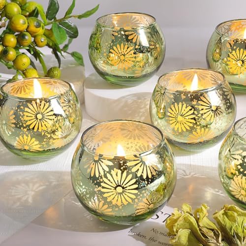 Green Mercury Glass Votive Candle Holders Set of 12 by sunnyfuture