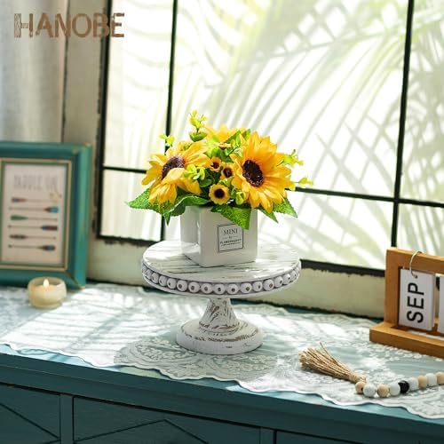 Hanobe Small Wood Cake Pedestal Stand 8 Inch Rustic Display Riser Plate - Image 4