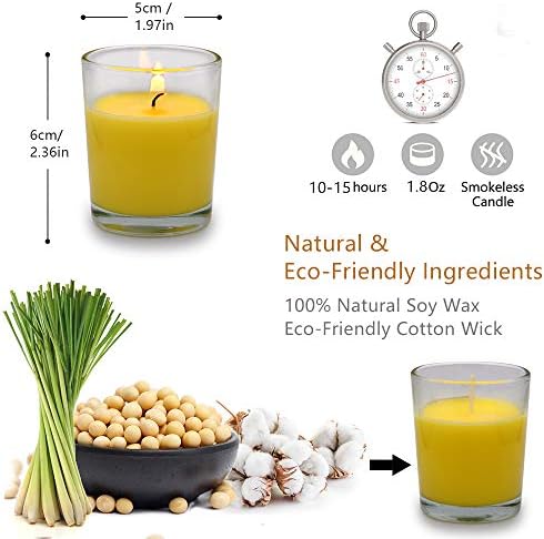 Small Citronella Candles Outdoor and Indoor Soy Wax Votive Candles for Party Dinner and Camping - 12 Hours Burn Time, Set of 12 - Image 2