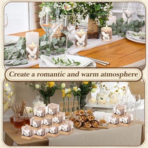 Mtlee 20 Sets Baptism Candle Favors for Guests, White1, Thank You - Image 4