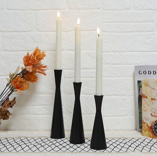 Set of 3 Taper Candle Holders Metal Candlestick Holders Table Mantel Decorative Candle Stand for Dinning,Party，Wedding,Home Decor(Matte Black) - Image 4