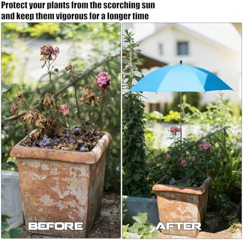 Plant Umbrella Shade For Outdoor Plants Adjustable Height (Green) - Image 5