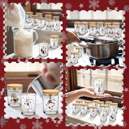 Ziliny 12 Pack Christmas Glass Candle Jar with Lid, 7 oz Xmas Empty Jar - Image 5