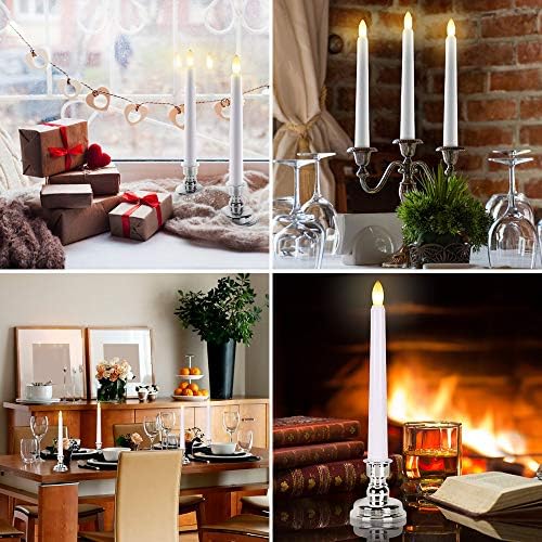 FPOO 7.9'' Battery Operated Windows Candles with Remote Timers, 6 pcs Flickering Flameless Christmas Taper Candles, Led Bright Warm Lights for Holiday Home Party Thanksgiving Décor - Image 6
