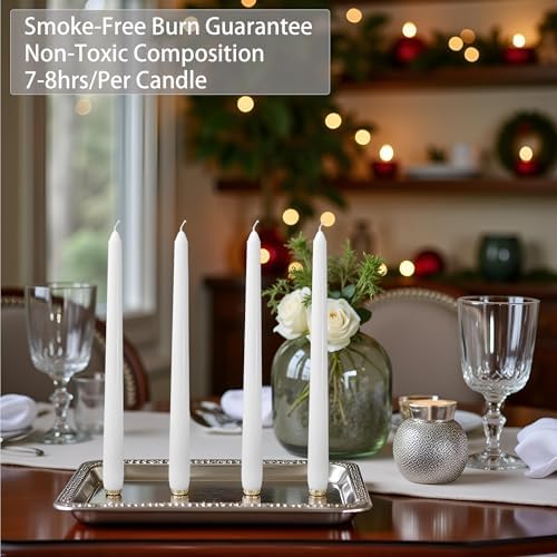 36 Pack White Taper Candles丨Taper Candles 10 Inch Dripless丨Unscented & Smokeless Candlesticks Bulk丨7-8 Hours Long Burning Tall Candles丨Ideal for Christmas Weddings Parties Dinner - Image 2