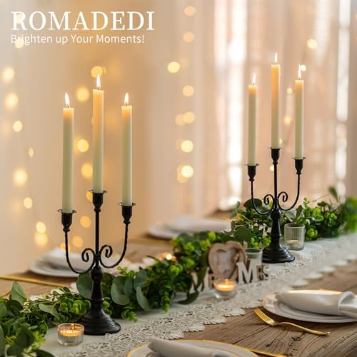Romadedi Halloween Candelabra, Black 3-Arm Candle Holders, Set of 2 - Image 6