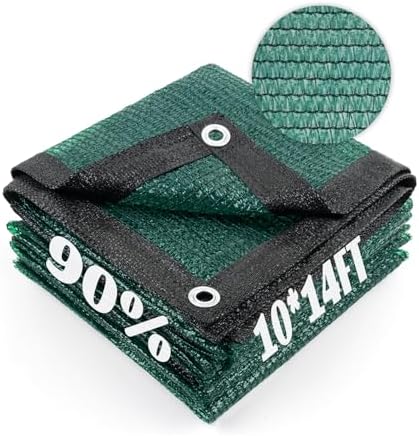 Sun Shade Cloth with Grommets for Garden, 90% 10x14ft, Dark Green by CoolArea