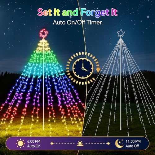 13.5FT Outdoor Smart Christmas Tree Waterfall LED Lights - Image 6