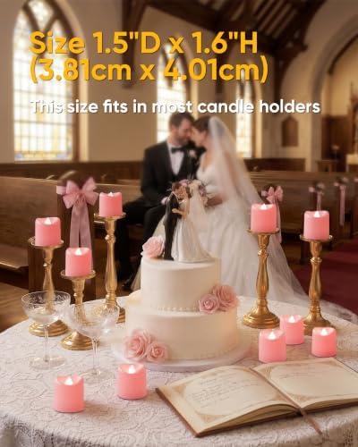 5plots 24Pack Pink Flameless Votive Candles, Fake Electric Candles - Image 4