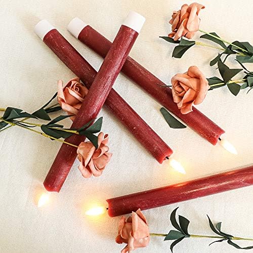 Wondise Flameless Taper Candles with Timer, 6 Pack Battery Operated LED Flickering Real Wax Red Candle for Christmas Wedding Dinner Decorations - Image 5