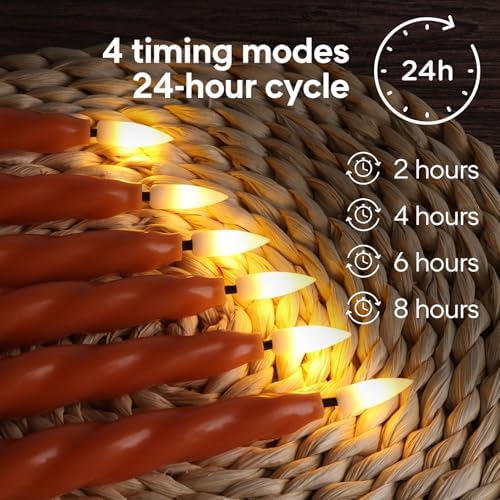 Burnt Orange Spiral Flameless Taper Candles with Remote Set of 6 - Image 5