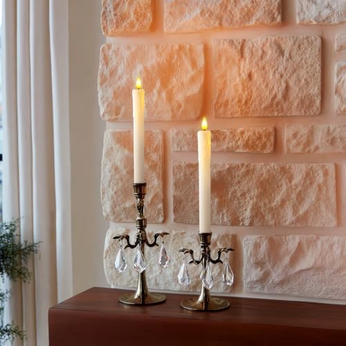 Homemory 12 Pcs Real Wax Flameless Taper Candles with Remote Timer and Dimmer, Battery Operated Candlesticks with Flickering Light, White Window Candles, 9.6 Inches for for Wedding Home Decor - Image 6