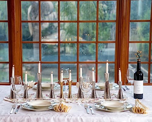 Yair Emanuel Modern Hammered Pillar Candle Holders | Shabbat Candlestick Holders | Minimal Tapered Design (Small 4.3" CX-1) - Image 3