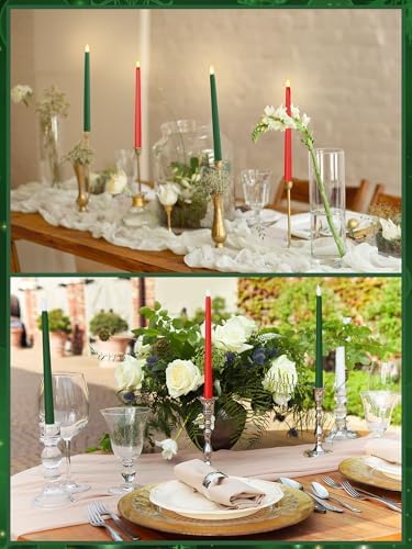 Treela Battery Operated LED Taper Candles,Basic,10 Inch,Red,Green - Image 5