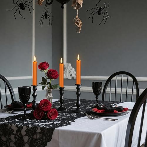 Orange Flameless Taper Candles, Fall Battery Operated Candles with Remote - Image 5