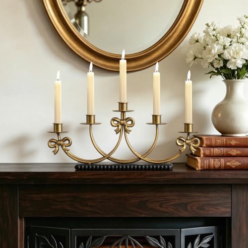 5-Arm Antique Gold Candelabra Centerpieces for Tables - Image 5