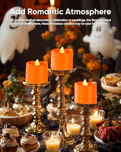 Homemory Orange Flameless LED Votive Tealight Candles & Timer Remote,12Pack - Image 4