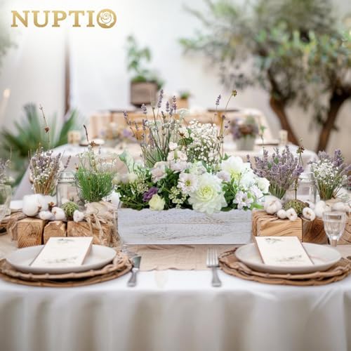 NUPTIO Wooden Box Centerpieces, Rectangle, 11.8" Long, Whitewashed, 6 Pcs - Image 2