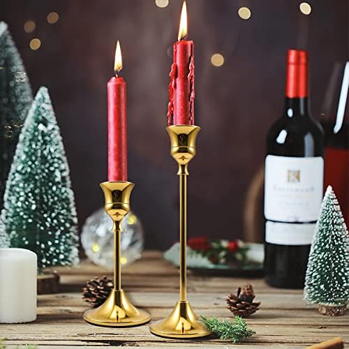 Candlestick Holders, Taper Candle Holders Brass Gold Candlestick Holder Candle Stick Holders kit Classic Decorative Candle Stick for Christmas, Fireplace Wedding Party Dinner Tables Décor - Image 7