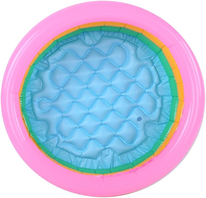 Meiyya Children Swimming Pool, Round Shape, Pink, Kids Basin Pool, Inflatable, 140L Capacity