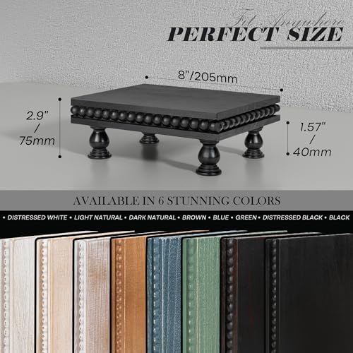 EOSAHR Mini Wood Riser with Beaded: Pedestal Stand for Room Decor, Black - Image 2