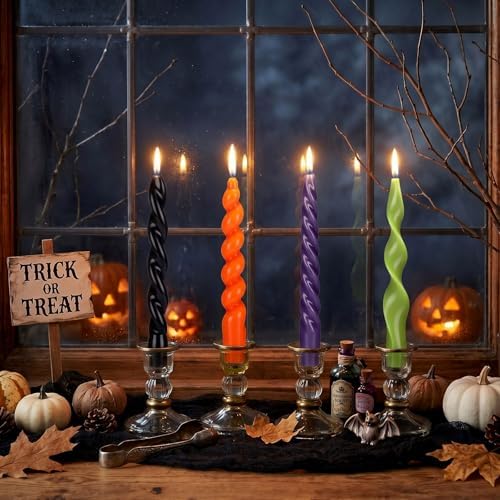 Nuanchu 4 Pcs Twisted Taper Candles,7.87 Inch,Pure,Halloween Purple - Image 6