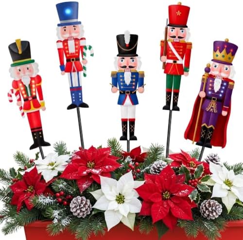 5 Pack 12'' H Metal Christmas Yard Stakes Outdoor Decorations by Roowest