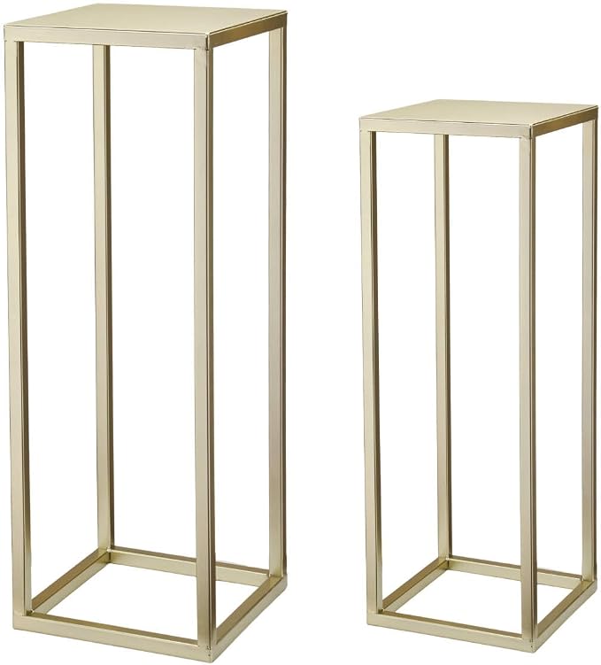 Pack of 2 Pre-Assembled Gold Plant Stand Indoor, Upgraded 0.6" Stable Steel Frame Metal Pedestal, Flower Stands Drink Table for Wedding Centerpieces, Living Room, Party, Patio Garden (Gold)