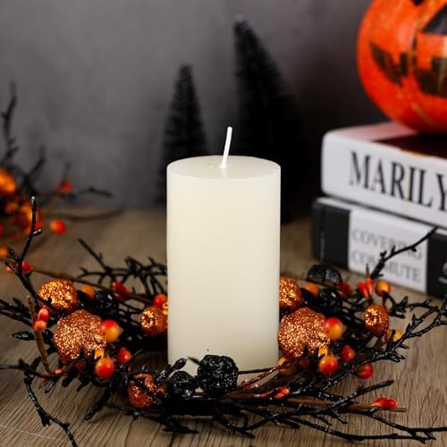 12 PCS Halloween Candle Rings Wreaths Black Orange Cabinets Wreath - Image 2