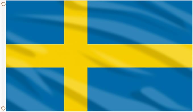 AhfuLife Swedish flag Sweden Flag 3x5 Ft, Large Swedish National Flags for Outside - Double Side with Brass Eyelets for Olympic Party Decorations, Bar Garden Street Decoration Indoor Outdoor