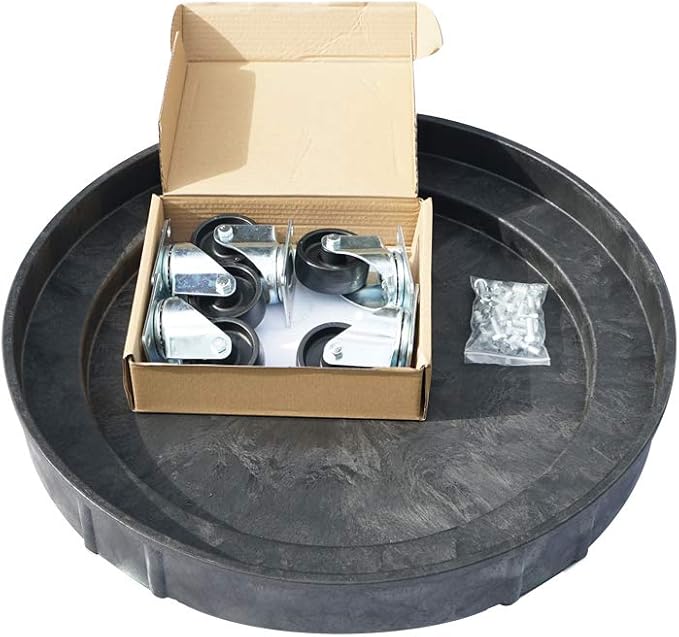 ELAFROS 30 Gallon and 55 Gallon Heavy Duty Plastic Drum Dolly – Durable Plastic Drum Cart 900 lb. Capacity- Barrel Dolly with 5 Swivel Casters Wheel,Black