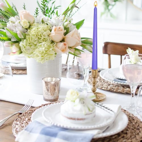 12-Pack Soft Lavender Purple Taper Candles, 10 Inch Unscented Dripless Candlesticks, Long-Lasting Burn Time of 6-7 Hours, Perfect for Home Decor, Weddings, and Events - Image 5