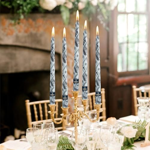 Floral Taper Candle Dripless Candlesticks - Gedengni 4pcs Handmade USA Dollars Candles Long Candle Sticks 10inch Smokeless Tapered Candles for Home Party Wedding Dinner,8-USDO - Image 5