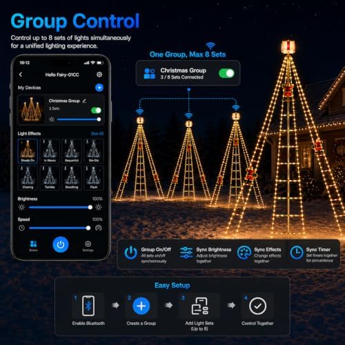 12FT Santa Climbing Ladder Flagpole Smart Christmas Lights Outdoor - Image 5