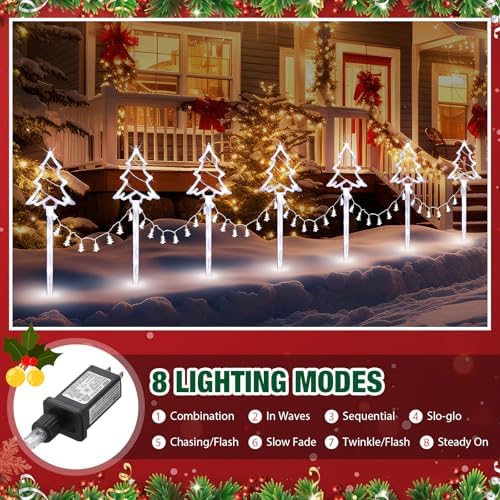 10 Pcs Christmas Tree Pathway Lights Outdoor Decorations, Cool White - Image 3