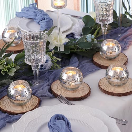 Silver Votive Candle Holders Set of 12 - Mercury Glass Votives Candle Holder - Christmas Tealight Candle Holder for Home Decor and Weddings/Parties Table Centerpieces - Image 4