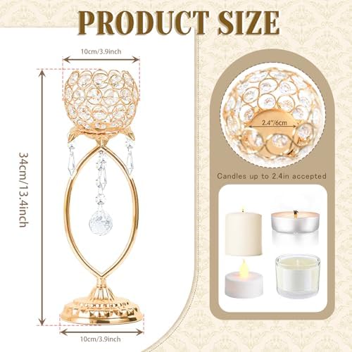 12 Pcs Elegant Metal Crystal Tea Light Candle Holders - Image 2