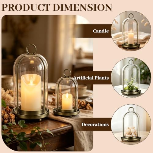 Glass Hurricane Candle Holder Decorative Candle Lantern Antique Pewter - Image 4