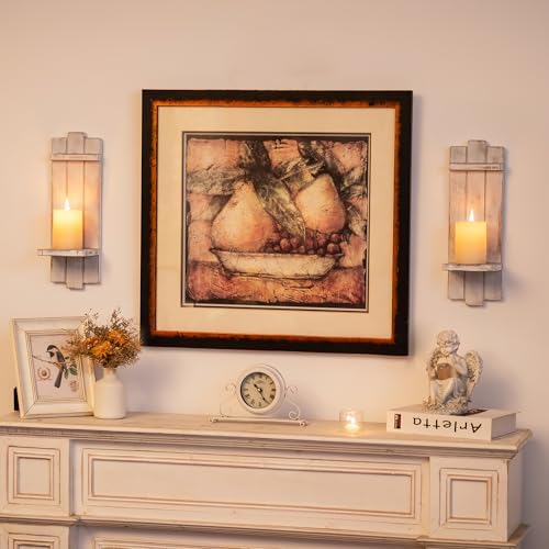 Whitewashed Wood Candle Sconces Wall Decor Set of 2 - Image 5