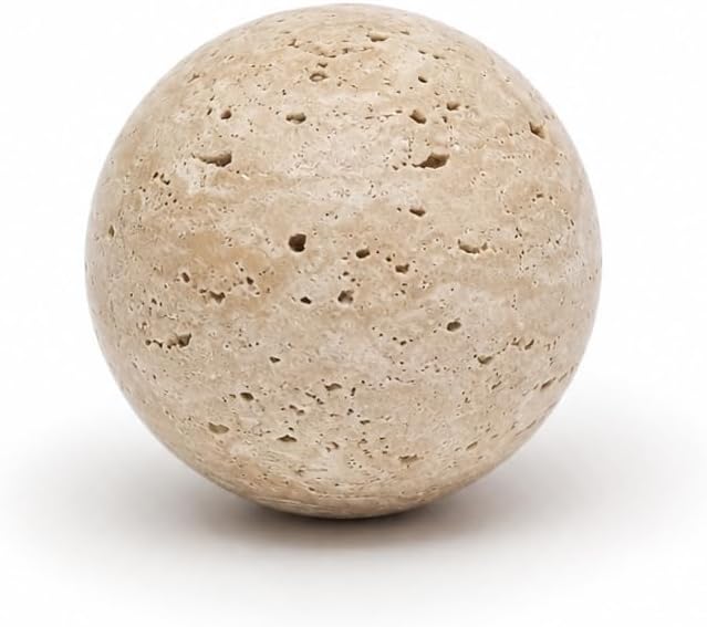 Natural Travertine Decorative Sphere, 1.18 Inch Small Stone Ball Decor, Hand-Polished Beige Orb Accent for Trays, Shelves, Dresser and Coffee Table