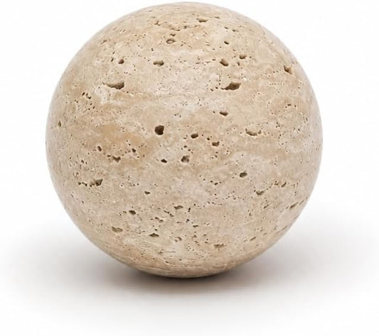 Natural Travertine Decorative Sphere, 1.18 Inch Small Stone Ball Decor, Hand-Polished Beige Orb Accent for Trays, Shelves, Dresser and Coffee Table