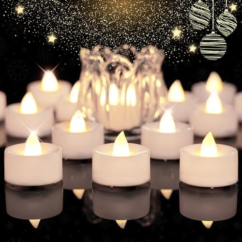 BEICHI 24Pack Battery Operated Tea Lights with Timer, 6H Timer Built-in by BEICHI