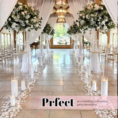 12Pack Glass Cylinder Vases for Centerpieces - 14 Inch Tall Flower Vase for Wedding Decorations, Floating Candle Holder Vase Bulk,Glass Hurricane Candle Holders for Table Shelf, Party, Home Decor - Image 5