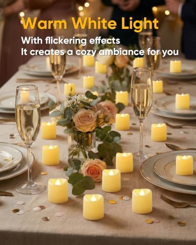 5plots 12Pack Ivory Flameless Votive Candles, Fake Electric Candles - Image 3