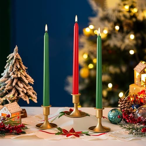 12-Pack 10-Inch Green & Red Christmas Taper Candles - Perfect for Holiday Decorations and Parties - Image 7