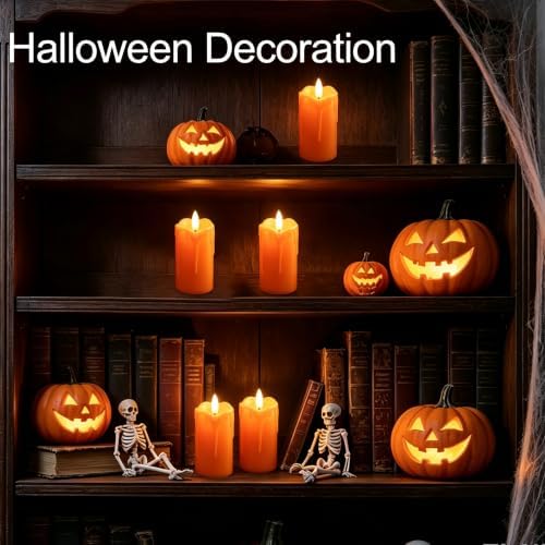 6PCS Flameless Votive Candles with Timer Battery Operated Orange - Image 3